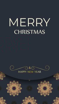 Christmas card with ornate pattern on dark blue background vector