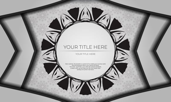 White template with ornaments and place for your logo. Postcard design with Greek patterns. vector