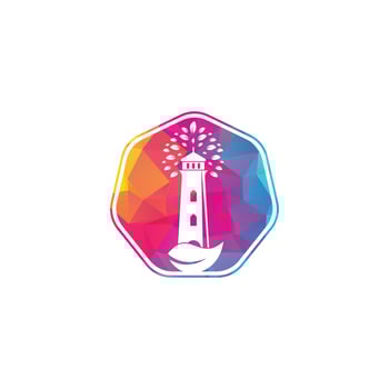 Green lighthouse logo template design. Leaf and Lighthouse Logo Template vector