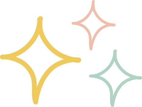 Colorful Cute Doodle Stars Vector Illustration