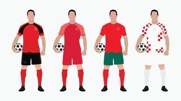 World football championship group F team with their team kit vector