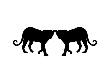 Walking Standing Tiger, Leopard, Cheetah, Black Panther, Jaguar, Big Cat Family Silhouette for Logo or Graphic Design Element. Vector Illustration