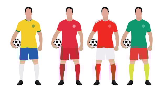 World football championship group g team with their team kit vector