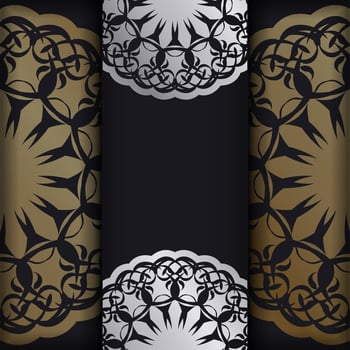 Three black and gold decorative banners with ornate designs vector