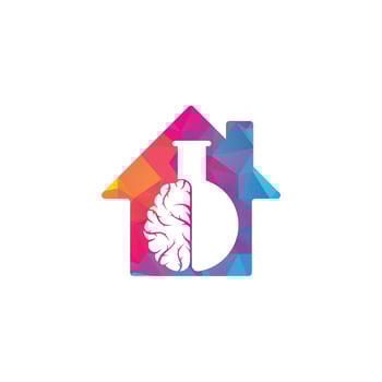Brain Lab home shape concept Logo design. vector