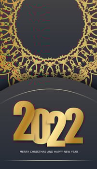 Golden new year 2020 with floral pattern on dark background vector