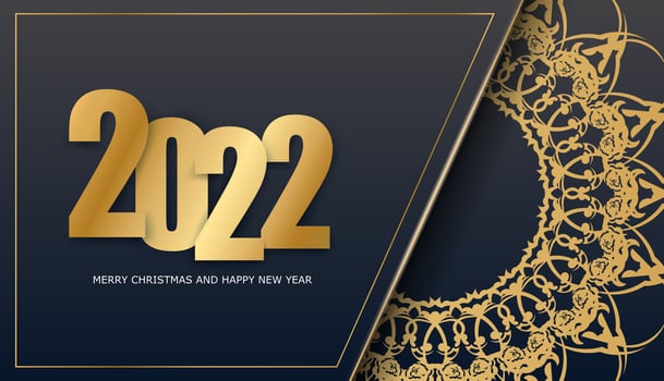 Happy new year 2020 with gold numbers and golden ornament vector