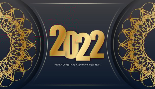 Happy new year 2020 with gold numbers and ornate design vector