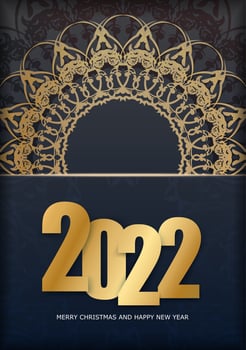 Happy new year 2020 with gold numbers and ornate design vector