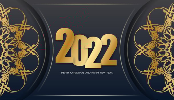 Happy new year 2020 with gold numbers and ornate design vector