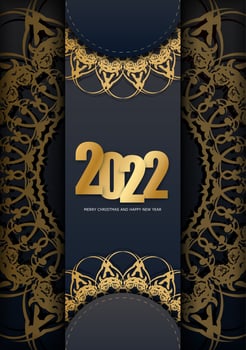 Happy new year 2020 with gold ornament on dark background vector