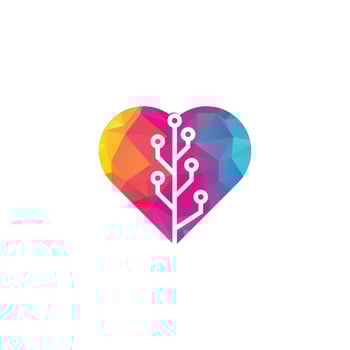 Tech Tree heart shape concept Logo Template Design. vector