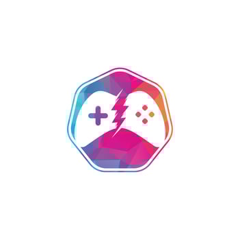 Thunder game logo, Game control with lightning icon logo vector