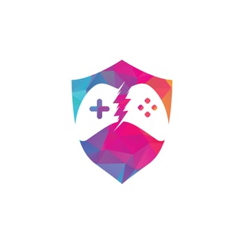 Thunder game logo, Game control with lightning icon logo vector