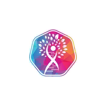 Dna tree vector logo design. DNA genetic icon. DNA with green leaves vector logo design.
