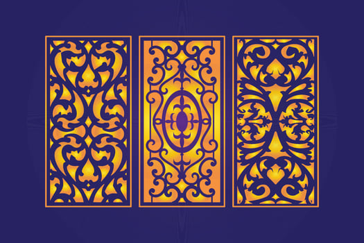 Islamic decorative laser cut panels template with abstract geometric texture and floral laser vector