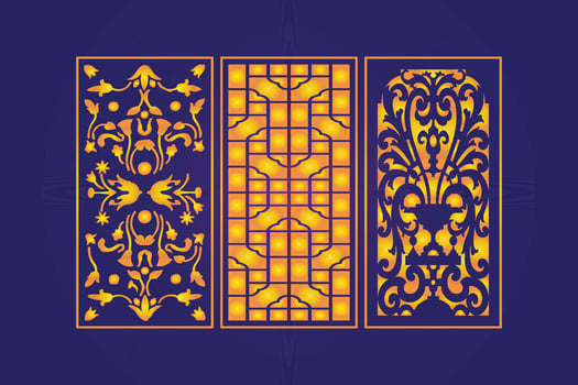 Islamic decorative laser cut panels template with abstract geometric texture and floral laser vector