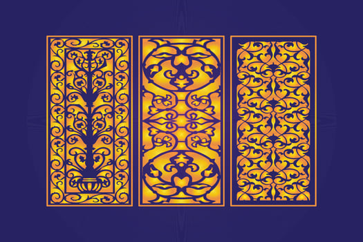 Islamic decorative laser cut panels template with abstract geometric texture and floral laser vector