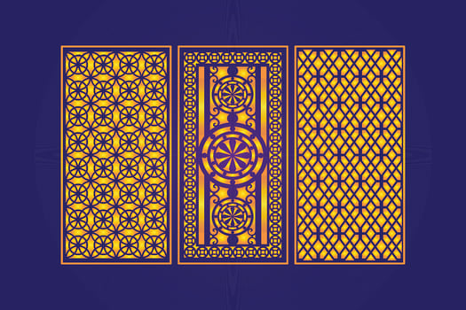 Islamic decorative laser cut panels template with abstract geometric texture and floral laser vector