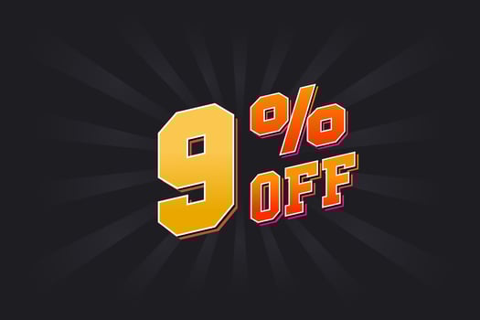 9 Percent off Special Discount Offer. 9 off Sale of advertising campaign vector graphics.