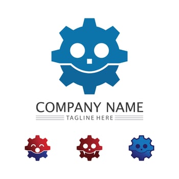 vector logo technology Digital tech vector business logo template concept illustration. Gear electronic factory sign. Cog wheel technology symbol SEO emblem Design element