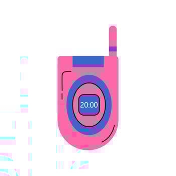 Y2k groovy element. Retro mobile phone isolated on white background. 2000 vibes collection. 2000s cartoon hand drawn vector illustration.