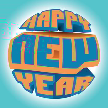 Colorful new year illustration with 3d typography vector