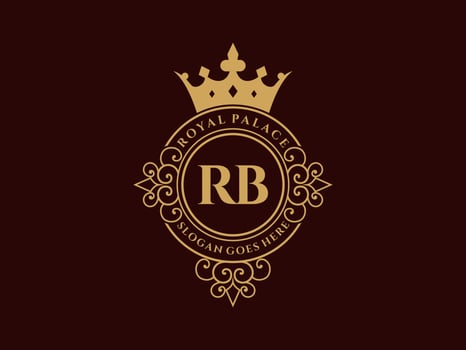 Letter RB Antique royal luxury victorian logo with ornamental frame. vector