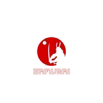 Samurai logo on sun background. vector