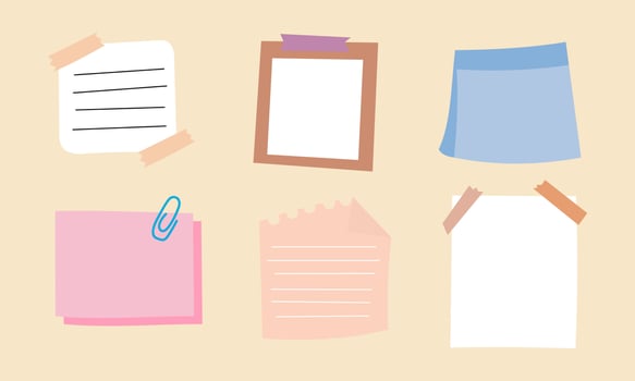 Collection of sticky note illustrations vector