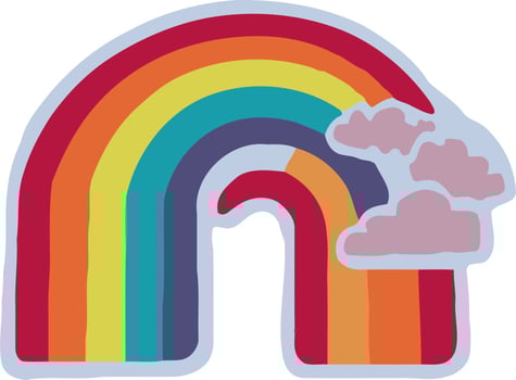 Rainbow and Clouds Cartoon Illustration vector