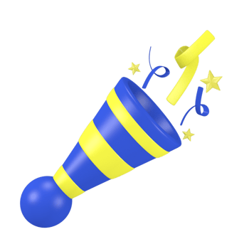 3d rendering cute new year party icon Trumpet Party png