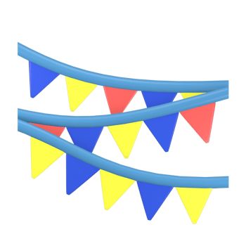 3d rendering cute new year party icon Garlands png