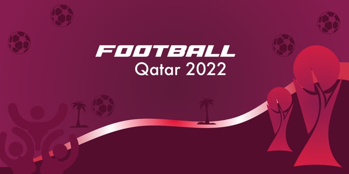 qatar 2022 football competition red background pattern vector design