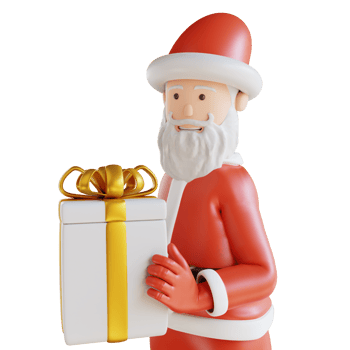 3d illustration Santa Clause half body and gift box png