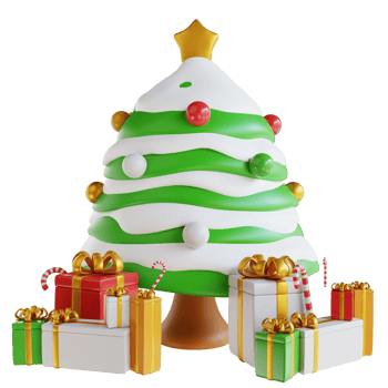 3d illustration gift box and tree png