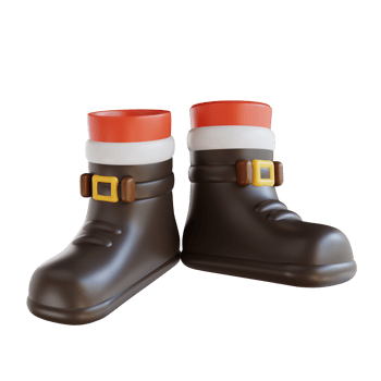3d illustration of Santa Claus shoes png