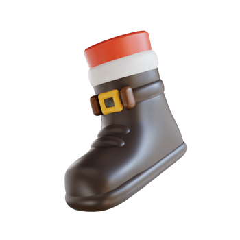 3d illustration of Santa Claus shoes png