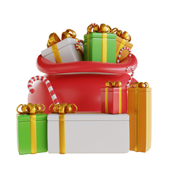 3d illustration Santa Claus gift bag png