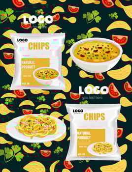 chips packaging template vector art colorful