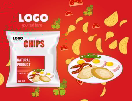 chips packaging template vector art colorful