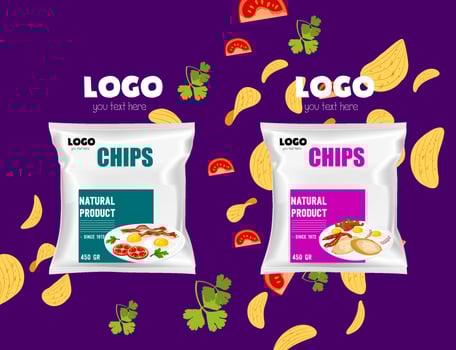 chips packaging template vector art colorful