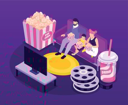 Isometric Home Cinema Concept vector