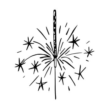 Burning sparkler doodle. Hand drawn vector. vector