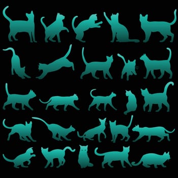 Cat Silhouette Pet Animals Set vector