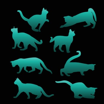 Flat design animals silhouette set vector