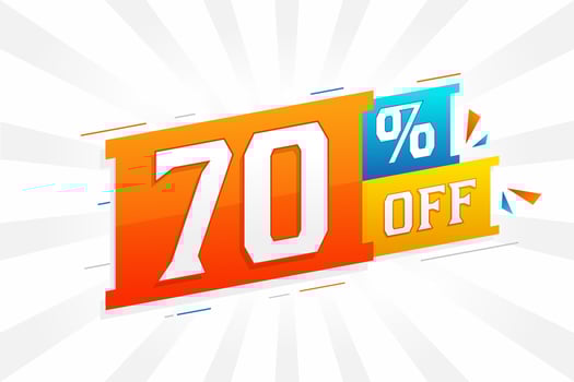 70 Percent off 3D Special promotional campaign design. 70 of 3D Discount Offer for Sale and marketing. vector