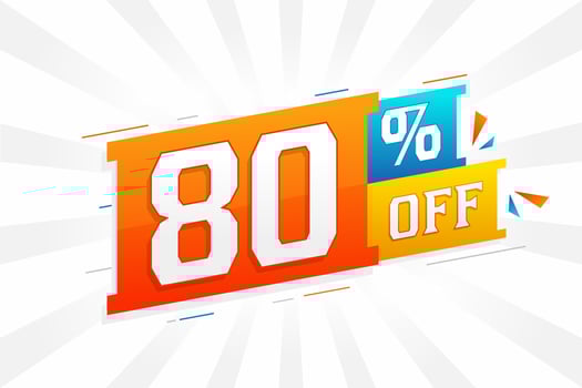 80 Percent off 3D Special promotional campaign design. 80 of 3D Discount Offer for Sale and marketing. vector