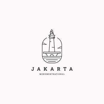Monumnet national Jakarta logo icon design template vector illustration