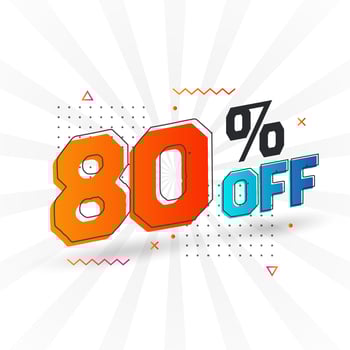 80 Percent off 3D Special promotional campaign design. 80 of 3D Discount Offer for Sale and marketing. vector